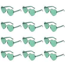 Óculos de Sol Femininos Fofos em Formato de Coração, Óculos Fashion Love com Lentes Espelhadas em Formato de Coração Sem Armação, Óculos de
