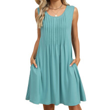 Women's Casual Sleeveless Camisole Pleated Vest-bean green L