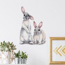 Stickers muraux lapin amovibles pour décoration intérieure (2 pièces)
