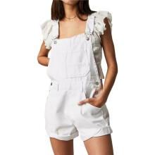 Women Denim Shorts Overalls Summer Casual Loose Fit Adjustable Rompers Jean Jumpsuit Bib Shortalls White XL