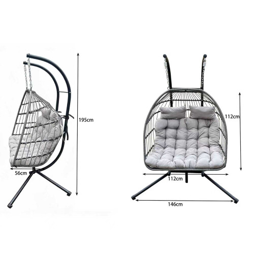 Fimous Fimous Rattan Garden Double Hanging Egg Chair 1