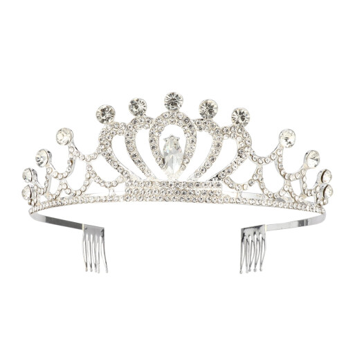 Brudehodeplagg med rhinestone-tiara og hårtilbehør til brudehår