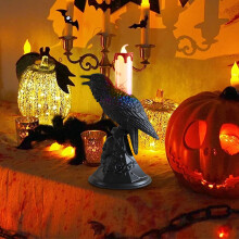 Latarnia LED z motywem wrony i ducha na Halloween