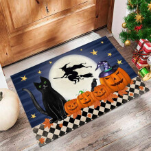 Felpudo de Halloween con diseño de calabaza, 16x24 pulgadas.