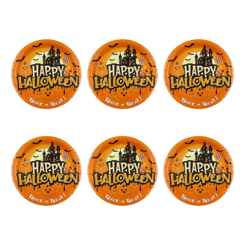 Foqnuq Halloween Papperstallrikar – Pumpamotiv, 6-pack