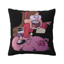 Poszewka na poduszkę Gravity Falls z lnu, kwadratowa, 18x18 cali