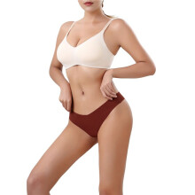 Women'S Ice Silk Underwear, Cotton Crotch, Low Rise, Skin-Friendly, Solid Color, Large Size Briefs Wine Red S