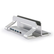 Verticale Laptopstandaard, Verstelbaar, Aluminium Laptophouder, Dockstandaard, Ondersteunt 11 17,3 Inch Laptops en Tablets met 3.0-Hub