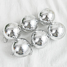 Christmas Tree Ball Pendant Silver Plastic 6pcs
