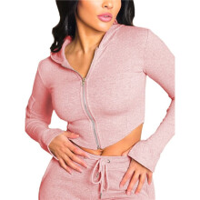 Women'S Zipper Hoodie Cropped Cardigan Jacket Hooded Sweatshirt Casual Long Sleeve Top S