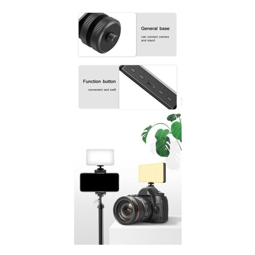 2500K-9000K LED RGB Camera Light Color Output Video Light Kit Dimmable Panel Light Rechargeable LED Light Black 1