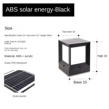 LED Solar Column Headlight Solar Powered Pillar Lamp Outdoor Waterproof Wall Light for Courtyard Landscape Garden 15CM