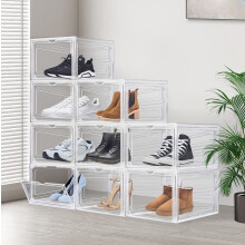 (9 Packs) Plastic Shoe Storage Cabinet with Magnetic Doors, Durable Shoe Rack Organiser for Entryway & Closet, Transparent Display Box for Sneakers