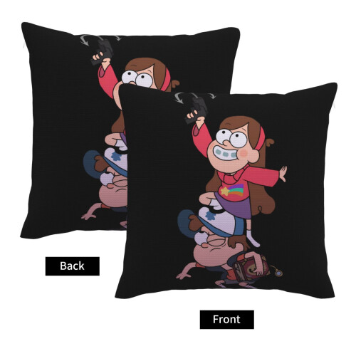 Capa de almofada decorativa Gravity Falls em juta, 45x45 cm (18x18 polegadas) 2