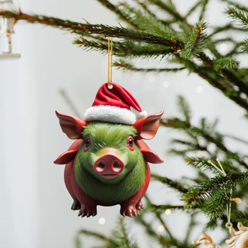 Ornement de Noël en acrylique pendentif cochon 1