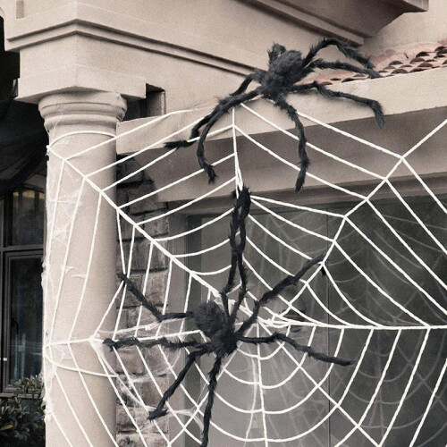 Sort polyester Halloween edderkop dekorationspakke (7 størrelser) 1