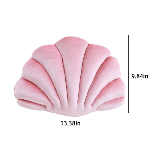 Shell-shaped velvet throw pillow 3D insert 18x18 inch 2