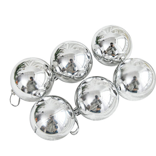 Christmas Tree Ball Pendant Silver Plastic 6pcs 1