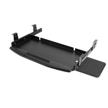 Under Desk Keyboard Tray with Mouse Platform, 360 Rotation, Smooth Slide, Ergonomic, Black Finish