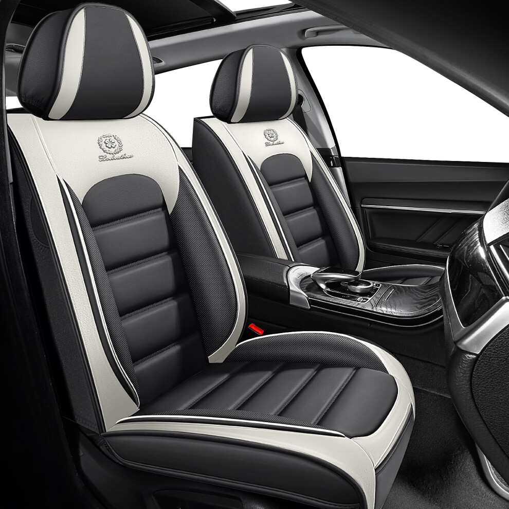 And Waterproof Nappa Leather Front Set 360 Protection Seat Covers For Volvo Xc40 2019Â2026 Gray/White 9330225826224