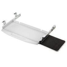 Under Desk Keyboard Tray with Mouse Pad, Silent Slide System, 360 Rotating Mouse Tray, Steel Construction