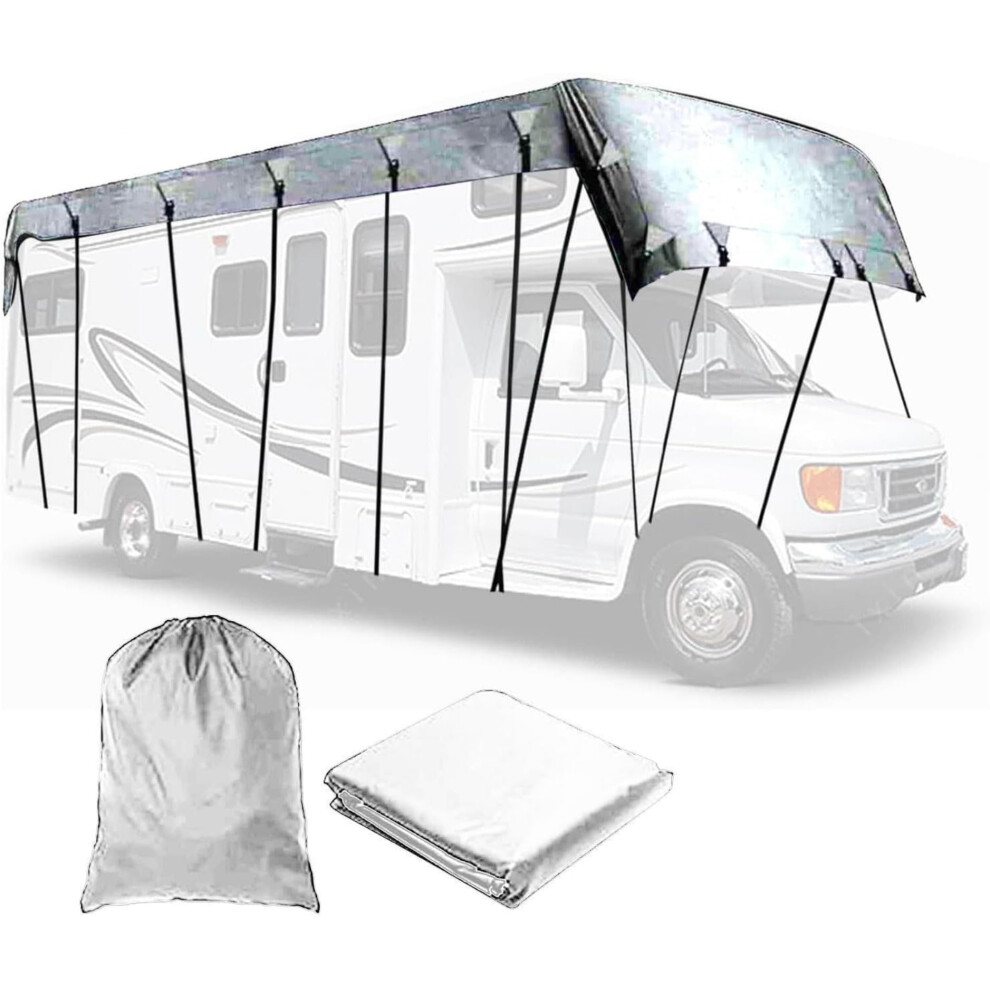 Waterproof Rv Roof Cover 7.5M X 3M Durable Oxford Motorhome Roof Cover For 2022 Ft, All Weather Protection Gray 9330225826347
