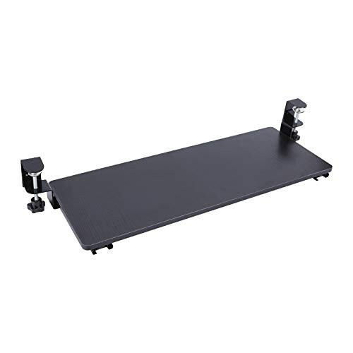 Adjustable Under Desk Keyboard Tray with DeskSafe Clamp Mount, Large Ergonomic Work Surface, Black