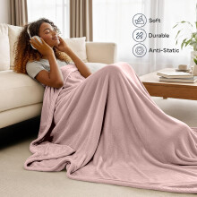 (King, Pink) BedLooms Luxury Faux Fur Fleece Blanket 310 GSM - Super Soft Plush Throw for Bed, Sofa & Couch