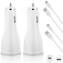 White USB C Car Charger 15W Fast Dual Pack Quick Charge Adapter with Cable for Motorola Moto XT19005