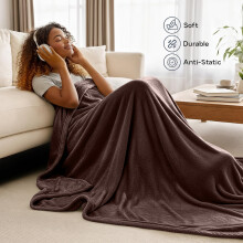 (Super King, Coffee) BedLooms Luxury Faux Fur Fleece Blanket 310 GSM - Super Soft Plush Throw for Bed, Sofa & Couch