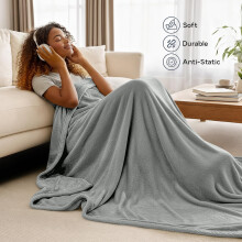 (Double, Silver) BedLooms Luxury Faux Fur Fleece Blanket 310 GSM - Super Soft Plush Throw for Bed, Sofa & Couch