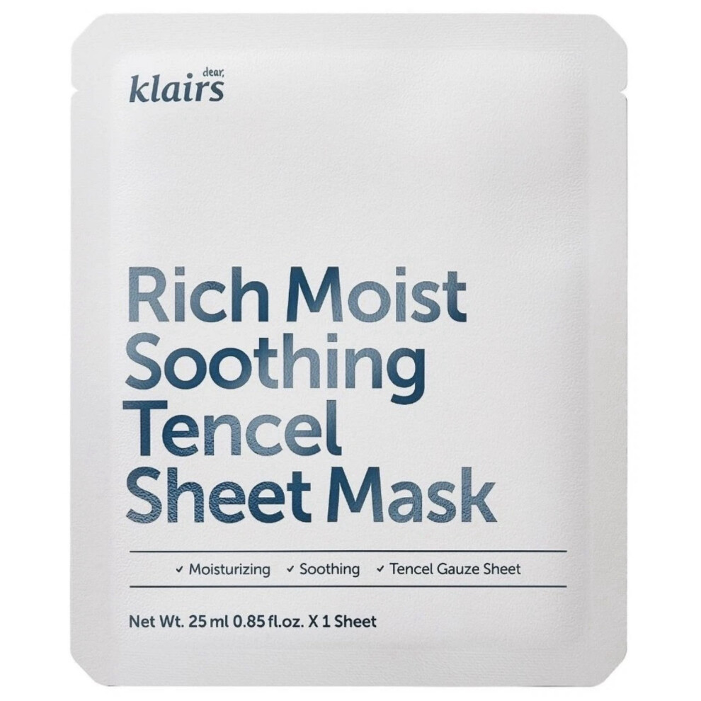 Dear Klairs Rich Moist Soothing Tencel Sheet Mask 25Ml Face Skin Care Korean