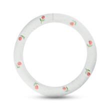 Cute Floral Car Steering Wheel Cover Cotton Linen Non Slip Breathable Plush Tulip Design Gift