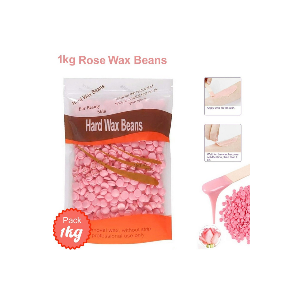 Depilatory Hard Wax Beans Rose 1KG Hot Brazilian Wax Beads Body Hair Removal