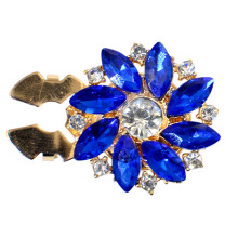 Metal Flower Button With Jewelry Decoration For-Dark Blue