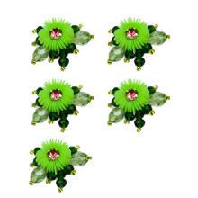 5Pcs Plastic Floral Clusters Handwoven Flower-green grass