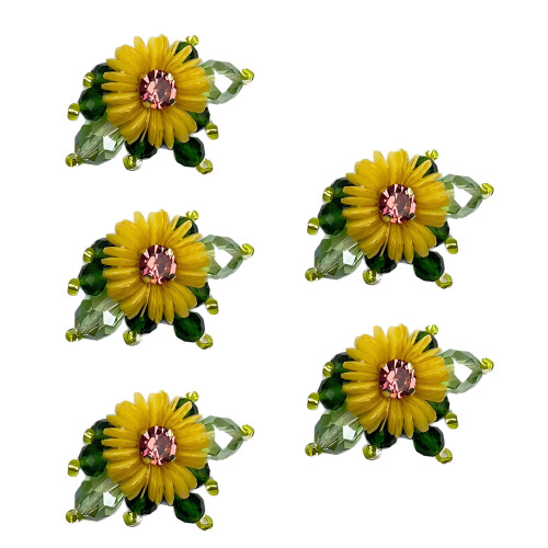 5Pcs Artificial Flower Clusters Plastic Floral- gingeryellow