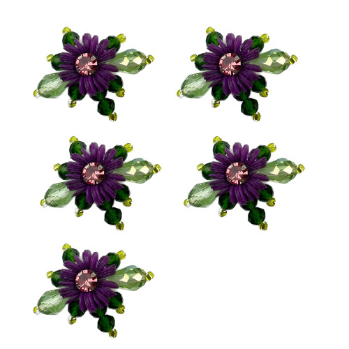 5Pcs Small Plastic Floral Clusters Plastic Flower- deeppurple