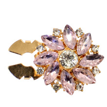 Delicate Rhinestones Floral Button Decoration For High-pink