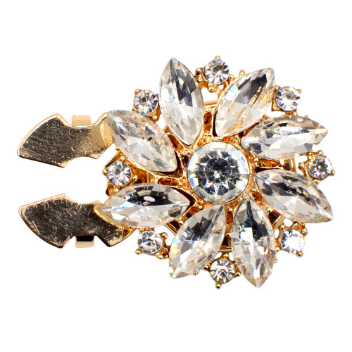 Stylish Alloy Sunflowers Button with Gemstones for-White