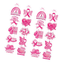 Pink Breast Cancers Awareness Door Hangers With Ribbon-2 pairs