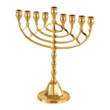 Metallbeschichteter Menora-Kerzenhalter mit 9 Zweigen,-Gold