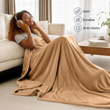 (Double, Camel) BedLooms Luxury Faux Fur Fleece Blanket 310 GSM - Super Soft Plush Throw for Bed, Sofa & Couch
