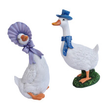 Handmade Elegant Couple Duck Ornament Handmade Duck Garden Statue