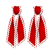 Set of 2 Scalloped Ribbon Wreath Garland Sash For Curtain-Red