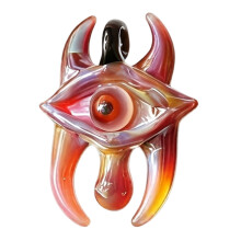Demons Eyes Glass Crystal Dangle-devil horns purple. amber