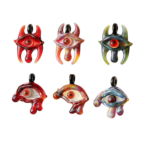 Evil Eyes Glass Pendants Demons-devil horns hurricane. blue 1