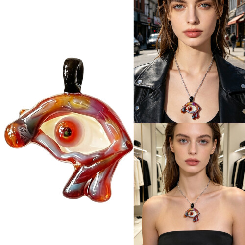 Evil Eyes Glass Pendants Demons-devil horns hurricane. blue 2