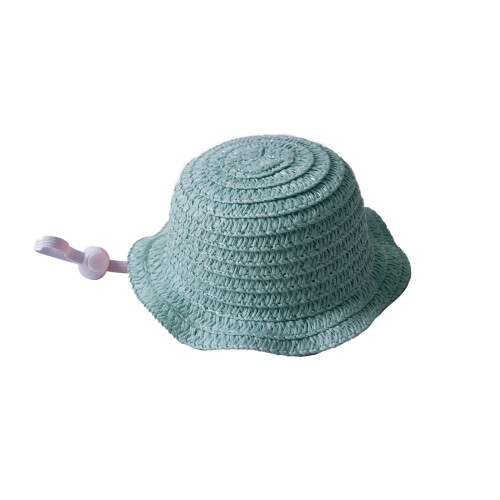 Pet Straw Hat With Wide Brims Drawstring Design For-Blue