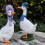 Elegante Paar Entenstatue Schöne Entendekoration Simulation Harz 2